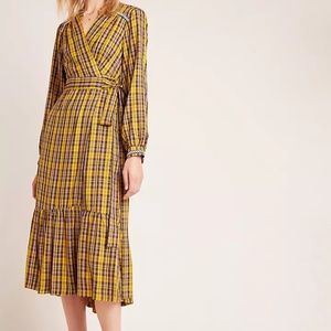 Anthropologie Plaid Wrap Maxi Dress (never worn), Size M